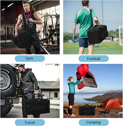 Gym Bag 22 inch Sport Duffle Bag for Men - 55L Weekender Duffel Bag for Travel 22“×12”×13“ - Black