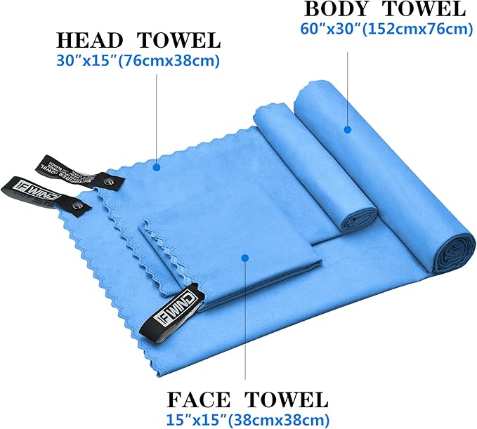 2 Sets(3 Size at 1 Set) Quick Dry Camping Towels,6 Pcs Microfiber Travel Towel,Lightweight Travel Fast Drying Towels for Men & Women,Sports, Yoga,Swim,Gym,Swimming Pool,Beach