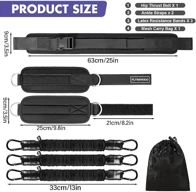 Hip Thrust Belt for Weights and Ankle Resistance Bands With Cuffs for Working Out,Hip Thrust Belt for Dumbbells Heavy, Kettlebells, Plates,Hip,Leg and Booty Builder, Glute Bridge Band