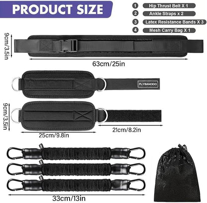 Hip Thrust Belt for Weights and Ankle Resistance Bands With Cuffs for Working Out,Hip Thrust Belt for Dumbbells Heavy, Kettlebells, Plates,Hip,Leg and Booty Builder, Glute Bridge Band