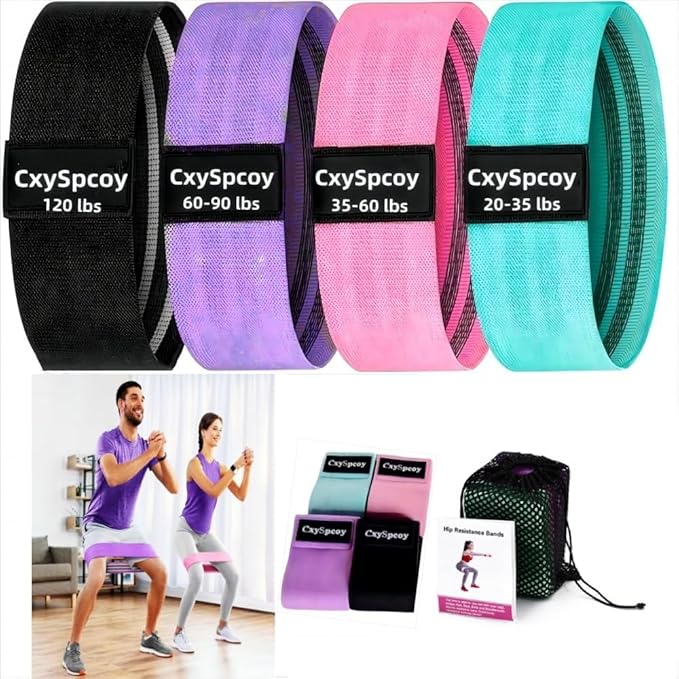 4 Levels Booty Resistance Bands Upgrade for HIPS & Thigh Glutes, Pilates, Leg Butt Stretch Upgrade for Women and Men Elastic Fabric Set Working Out
