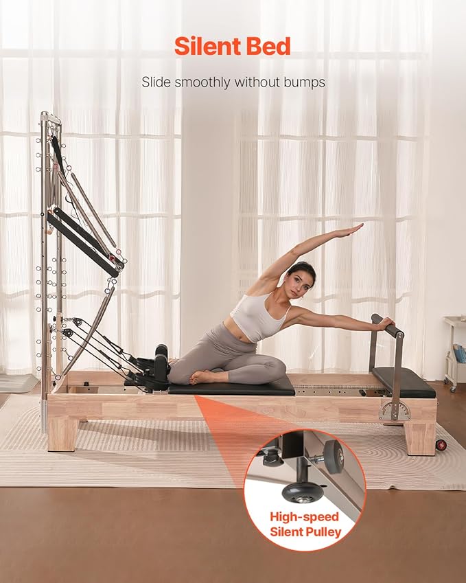 VEVOR Pilates Reformer Accessories for Home Gym, Include Reformer Box/Chair/Spine Corrector/Wall Mounted Machine/Jump Board/Foldable & Dual Resistance Springs