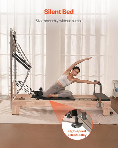 VEVOR Pilates Reformer Accessories for Home Gym, Include Reformer Box/Chair/Spine Corrector/Wall Mounted Machine/Jump Board/Foldable & Dual Resistance Springs