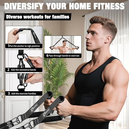 Pull Up Assistance Bands,Up to 300 lbs Assistance,Adjustable Heavy Duty 4 Pull Up Bands with Handle and Door Anchor for Home Gym Fitness Exercise Strength Training Workout Equipment