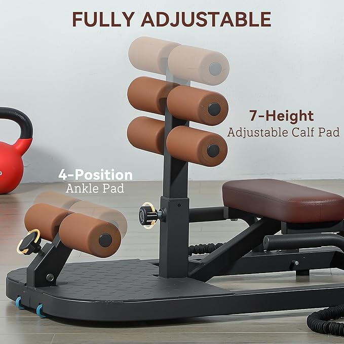 Soozier Foldable Sissy Squat Machine, Hip Thrust Machine with Push Up Stand and Wheels, Multipurpose Glute Workout Equipment for Home Gym
