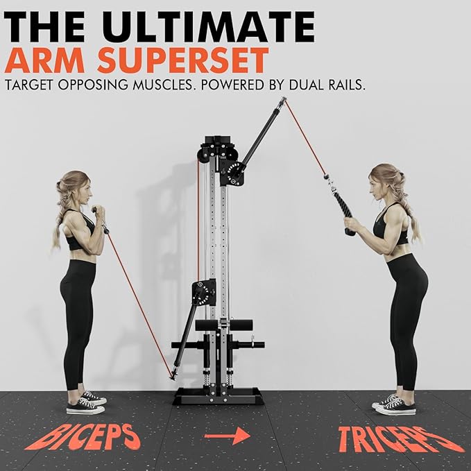 GMWD Cable Machine Home Gym, Wall Mount Functional Trainer with Dual Swivel Arms and 22 Adjustable Positions, All-in-One Cable Crossover Machine for Home