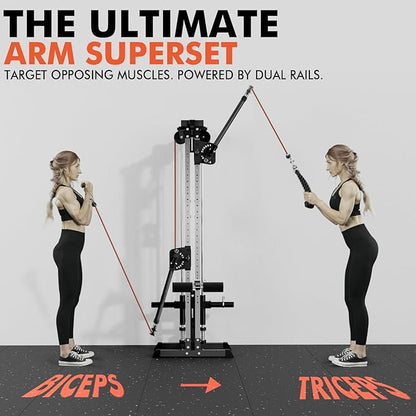 GMWD Cable Machine Home Gym, Wall Mount Functional Trainer with Dual Swivel Arms and 22 Adjustable Positions, All-in-One Cable Crossover Machine for Home