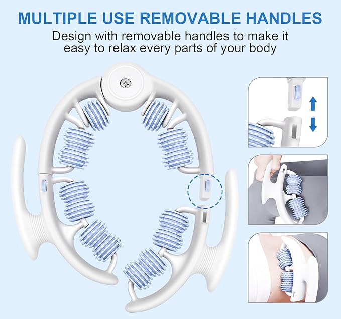 KESHWELL Cellulite Massage Roller,Lymphatic Drainage Massager,Muscle Massage Roller,Cellulite Remover for Leg Massager,Manual Massage Stick with Detachable Rollers for Leg,Neck,Back, Arm,Thigh.Blue
