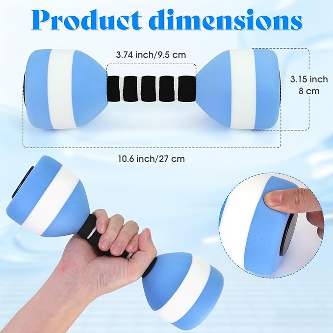 Aquatic Dumbbells, 2PCS EVA Foam Water Weights, Aquatic Exercise Dumbbells for Adults Youth Women Water Workouts Tools