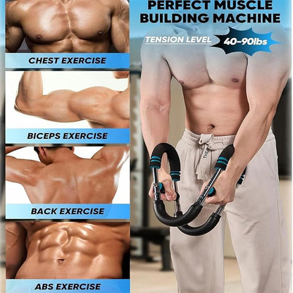 Arm Trainer, Adjustable 20-110lbs Chest Workout Eauipment, Portable Arm and Chest MuscleTrainer, Gorilla Bar for Chest Workout, Upper Body Workout Equipment for Men and Women
