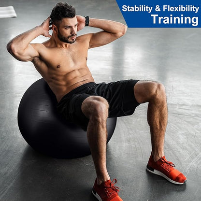 XPRT Fitness Exercise Ball (55/65/75cm) - Yoga Ball for Home Gym Workout, Physical Therapy, Balance, Stability Training - Office Ball Chair with Quick Pump (5 Colors)