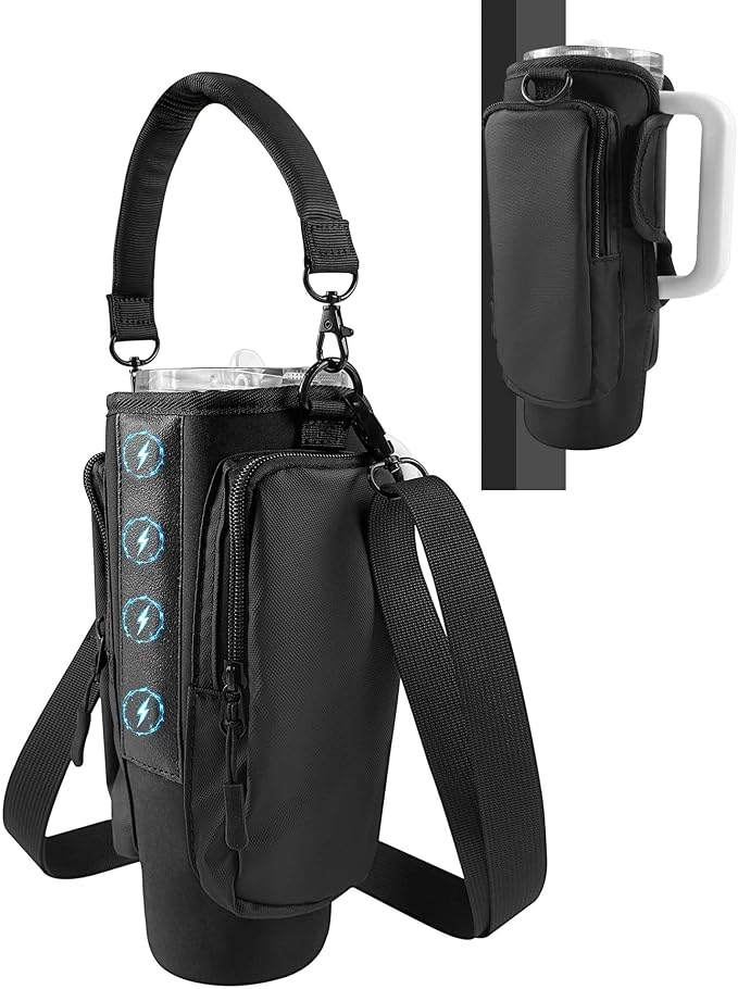 Magnetic Gym Bag for Men and Women, Magnetic Water Bottle Holder for Stanley, Small Gym Bag, Gym Gifts for Women and Men (Black, <30 OZ)