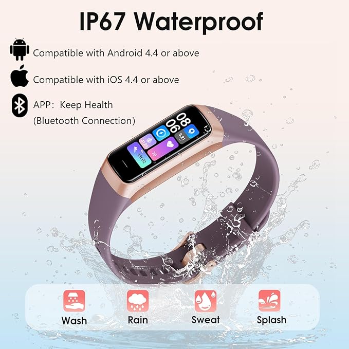 Fitness Tracker, 24/7 Heart Rate Blood Oxygen Blood Pressure Body Temp Monitor Sleep Calorie Tracker with 1.1" AMOLED Touch Color Screen Pedometer Smart Watch Waterproof for Women Men (Bordeaux)