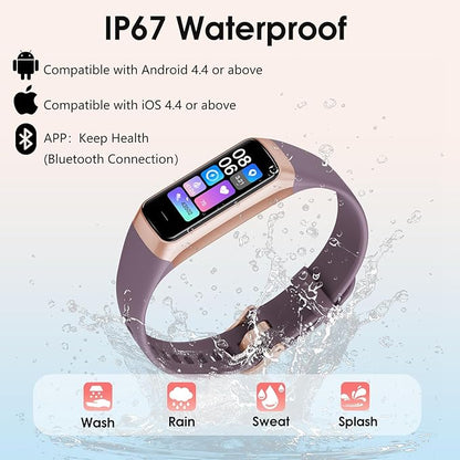 Fitness Tracker, 24/7 Heart Rate Blood Oxygen Blood Pressure Body Temp Monitor Sleep Calorie Tracker with 1.1" AMOLED Touch Color Screen Pedometer Smart Watch Waterproof for Women Men (Bordeaux)