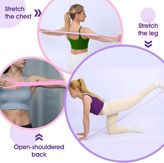 3 Pcs Resistance Bands, Figure 8 Resistance Bands with Handles, Elastic Exercise Band for Yoga Pilates Arm Back Shoulder Training Portable Workout Equipment for Home Gym Travel