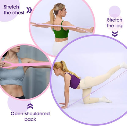 3 Pcs Resistance Bands, Figure 8 Resistance Bands with Handles, Elastic Exercise Band for Yoga Pilates Arm Back Shoulder Training Portable Workout Equipment for Home Gym Travel