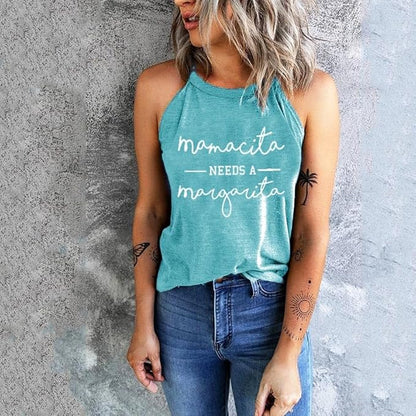 Mamacita Needs a Margarita Women Funny Shirts Workout Tops Graphic Beach Holiday Outfit Tees