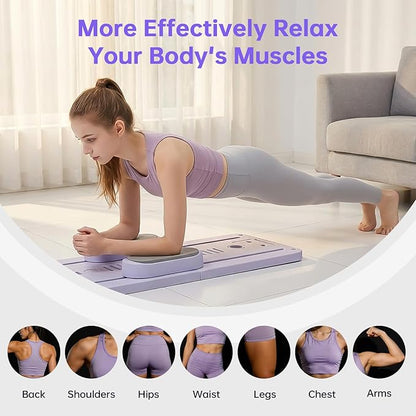 Pilates Board Set - Pilates Reformer, Multi-Foldable Pilates Reformer Set, Portable Pilates Reformer, Trainer Machine for Home Workout with Timer, Ab, Core, Fitness, Exercise (Purple)