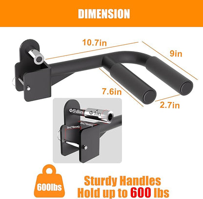 Muti-Grip Dip Bars Attachment for Power Cage with 5/8" or 1" Hole, Non-Slip Wide & Narrow Grip Dips Double Handles, 600 lbs Capacity, Squat Rack Attachment for Dips, Inverted Rows, Push-Ups