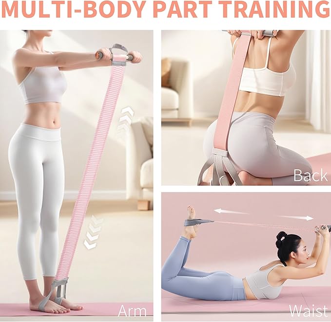 Fabric Resistance Band with Handles Non-Slip Foot Pedal Puller for Women 120lb Full-Body Fitness Band for Strength Muscle Training Workout Equipment for Chest Glutes Leg Arm Core Wrist Ankle