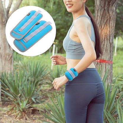 BESTonZON 1kg (0.5kg X 2) Sky Blue Wrist and Ankle Weights Sandbags for Men and Women, Soft Adjustable Fitness Leg and Hand Weights for Running Strength Training and Exercise