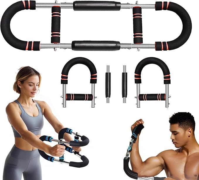 Twister Arm Trainer for Men 5 Level Resistance (45-110 lbs) Chest Workout Equipment for Women Exerciser Bar Biceps Triceps Forearm Abdominal Thigh Back Muscle Exerciser