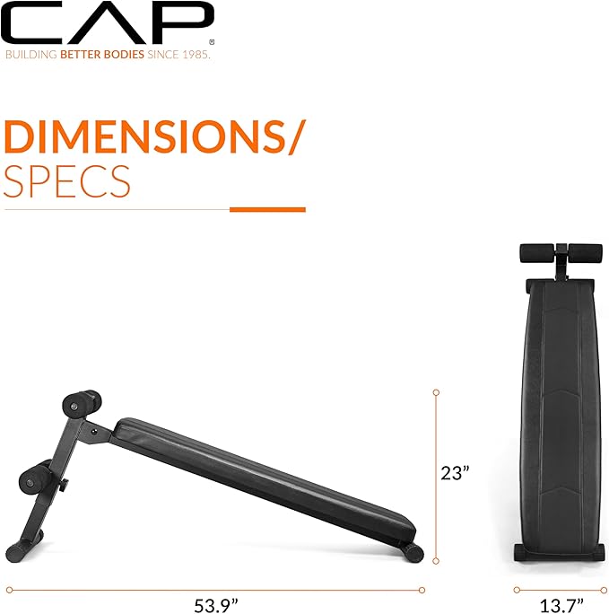 CAP Barbell Sit Up Bench – Adjustable Decline Ab Bench for Home Gym – Multi-Purpose Slant Board for Core Strength, Sit-Ups, and Full-Body Workouts