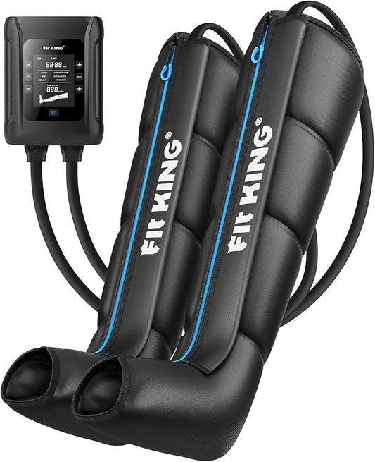 FIT KING Professional Air Compression Recovery System, Cordless Rechargeable Compression Boots for Circulation, Full Leg Foot Massager Pressure Boots for Fast Recovery Therapy (Small)