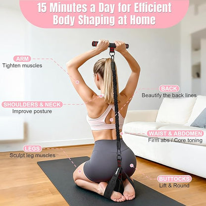 Upgraded Multifunction Pedal Resistance Band with Handle, 3 Tube Adjustable Resistance Bands for Abdomen, Waist, Arm, Core/ABS, Leg Workout - Sit Up Exercise Equipment for Women