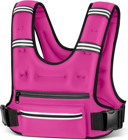 Weighted Vests for Women Men, 8 12 16 20 lb Weighted Vest with Storage Pockets, Rucking Vest with Reflective Stripe, Adjustable Straps Weight Vest for Running, Walking, Workout, Training