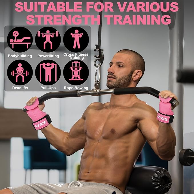 Lifting Straps, Weight Lifting Wrist Wraps for Weightlifting, Heavy Powerlifting, Deadlifts, Rows, Pull Ups, Adjustable Neoprene Padded Gym Workout Strength Training Wrist Hooks for Men/Women