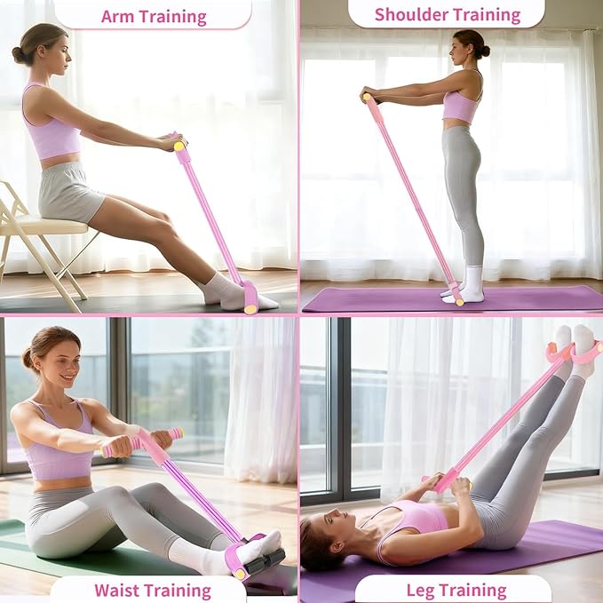 21Fitness Resistance Bands-6 Tube Pedal Ankle Puller with 8 Shape Resistance Band,Multifunction Tension Rope, for Strength Training, Tummy, Waist, Arm, Leg Slimming, Home Gym Exercise Equipment