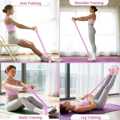 21Fitness Resistance Bands-6 Tube Pedal Ankle Puller with 8 Shape Resistance Band,Multifunction Tension Rope, for Strength Training, Tummy, Waist, Arm, Leg Slimming, Home Gym Exercise Equipment