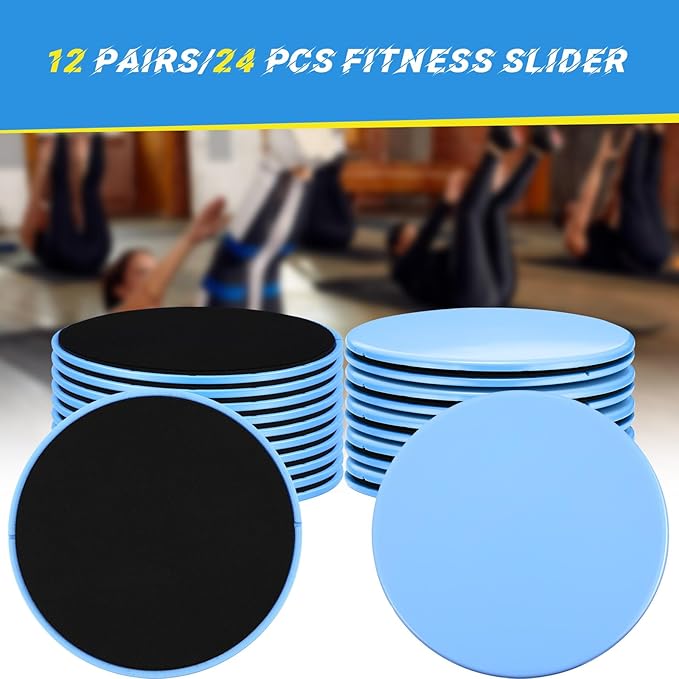 Jenaai 24 Pcs (12 Pairs) Core Sliders Exercise Glider Discs Bulk for Group Training Classes Fitness Slider for Working Out Dual Sided Core Gliding Discs AB Pads for Carpet Hardwood Floor