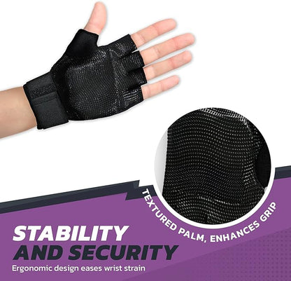 Wrist Support Gloves with Patented Ergonomic Gel Pad and Wrist Wrap for Women and Men's Workouts