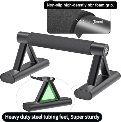 SELEWARE Wood push up bars Parallettes bars Anti-slip Handstand Bars for Calisthenics, Fitness, Floor workouts Solid Wood with Sturdy Metal Bracket, Support 600 lbs