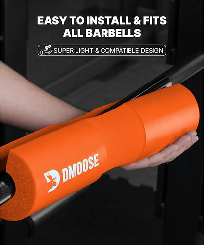 DMoose Fitness Barbell Pad for Hip Thrust, Squat & Lunges - Non-Slip Thick Foam Cushion for Neck and Back Support with Two Straps - Hip Thrust Pad for Leg Day - Fits All Olympic Bars and Smith Machine