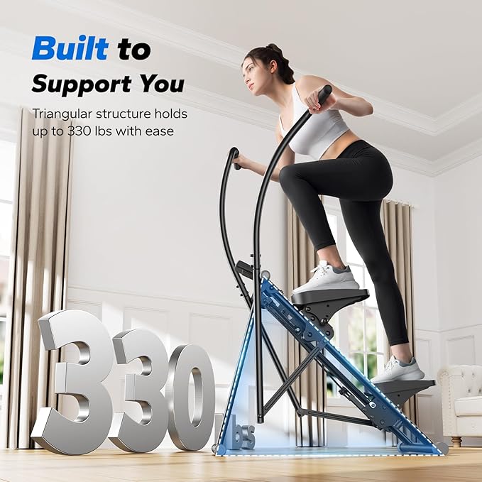 MERACH Stair Stepper for Home Gym Exercise, New Version Stairmaster for Full-Body Workout, Compact Folding Stair Climber with Extended Step Range, Adjustable Handlebar/Pedal