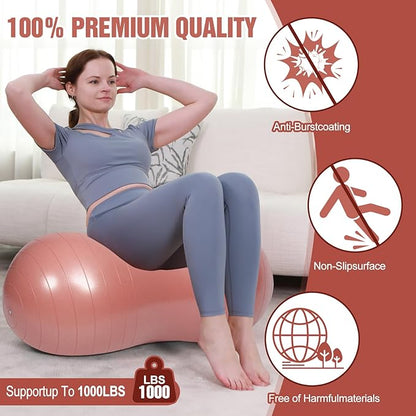 INPANY Peanut Ball - Exercise Ball for Labor Birthing, Anti-Burst Physical Therapy for Kids, Core Strength, Flexible Seating, Home & Gym Fintness, Sensory Chair Wiggle Seat for Girls and Boys