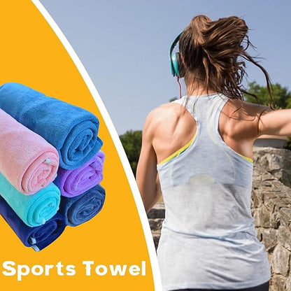 Microfiber Gym Towels Bigger Size Super Soft for Exercise Fitness, Sports, Workout, 380-GSM 15-Inch x 31-Inch Quick-Drying Towels (9 Pack, 3Grey+3Blue+3Purple)