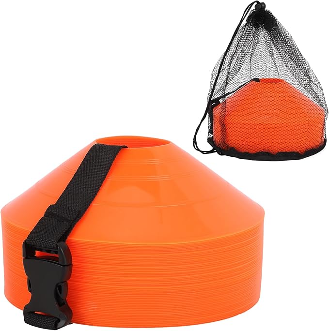 Soccer Cones 15/25/30/50 Pack with Mesh Bag & Strap-Soccer Cones for Sports Training, Football, Basketball,Running Drills-Agility Cones for Indoor and Outdoor Games