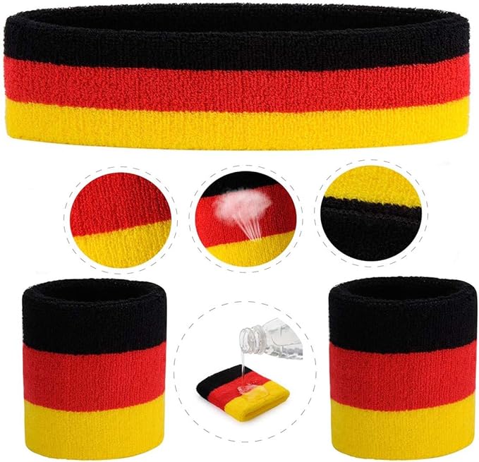 ONUPGO Sweatband Set Sports Headband Wristband Set Sweatbands Terry Cloth Wristband Wrist Sweatband Headbands Moisture Wicking Sweat Absorbing Head Band