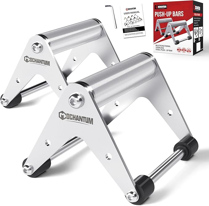Push Up Bar - Heavy-Duty Stainless Steel Pushup Stands with Non-Slip Base, 500LB Capacity, Portable Home Gym Equipment for Strength Training & Floor Workouts