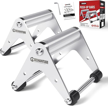 Push Up Bar - Heavy-Duty Stainless Steel Pushup Stands with Non-Slip Base, 500LB Capacity, Portable Home Gym Equipment for Strength Training & Floor Workouts