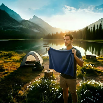 Microfiber Camping Towel for Face Quick Dry Lightweight Small Travel Body Beach Swimming Cycling Fishing Hiking Backpacking Towels(Navy Blue, 2 Pack S)