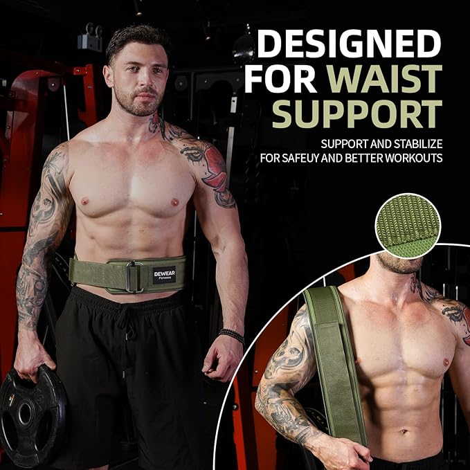 Durable Weight Lifting Belt, 4'' Wide Gym Belt for Bodybuilding, Powerlifting, Squats, Deadlift - Provides Lumbar Support & Stability for Men & Women