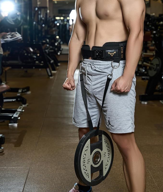 2-in-1 Weightlifting Belt & Dip Belt with Quick-Release Aluminum Buckle - Hybrid Squat Belt for Core Support & Weighted Pull Up Belt with High-Strength Strap - Heavy Duty Neoprene Gym Belt for Men & Women