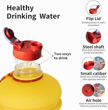 TOOFEEL 2.2 Litre / 74oz Athletic Water Bottle with Frosted Handle for Camping - Bike Bottle - Water Jugs For Drinking - Reusable Water Bottles - Oriental Red Colored Webbing Gradient Color Water Jug