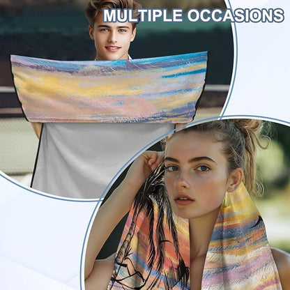 Bulopur Washable Seat Covers for Cars Tropical Palm Tree Sunset Sweat Towel Car Seat Cover for Gym Running Athletes Breathable Automotive Interior Protection