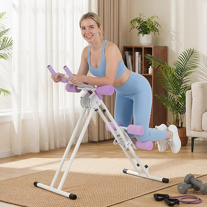 GYMAX Ab Machine, 440LBS Abdominal Workout Equipment with LCD Monitor, Adjustable Incline & Kneed Protection, Folding Compact Ab Trainer for Stomach Workout, Home Gym Core Strength Training